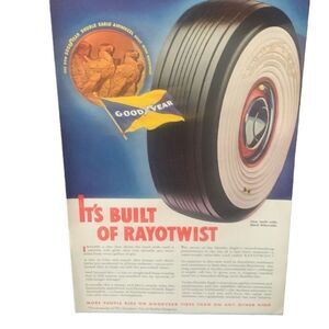 Vintage 1938 Goodyear Built on Rayotwist Ad Advertisement